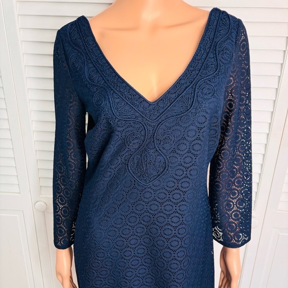 LILLY PULITZER Alden True Navy Dress Size Medium - Picture 3 of 8